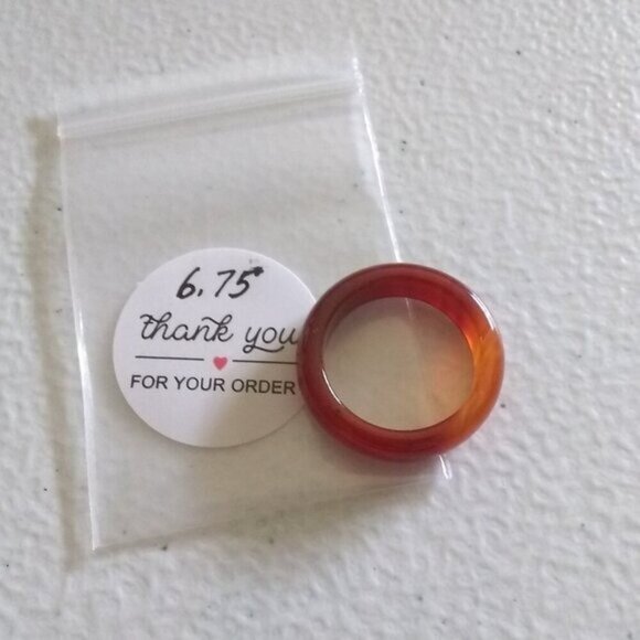 Orange Flame ~ Banded Agate Stone Ring Size 6.75 ~ Friendship Ring ~ Stack Rings - Picture 8 of 9